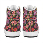 Polka Dot Lily Pattern Print High Top Leather Sneakers