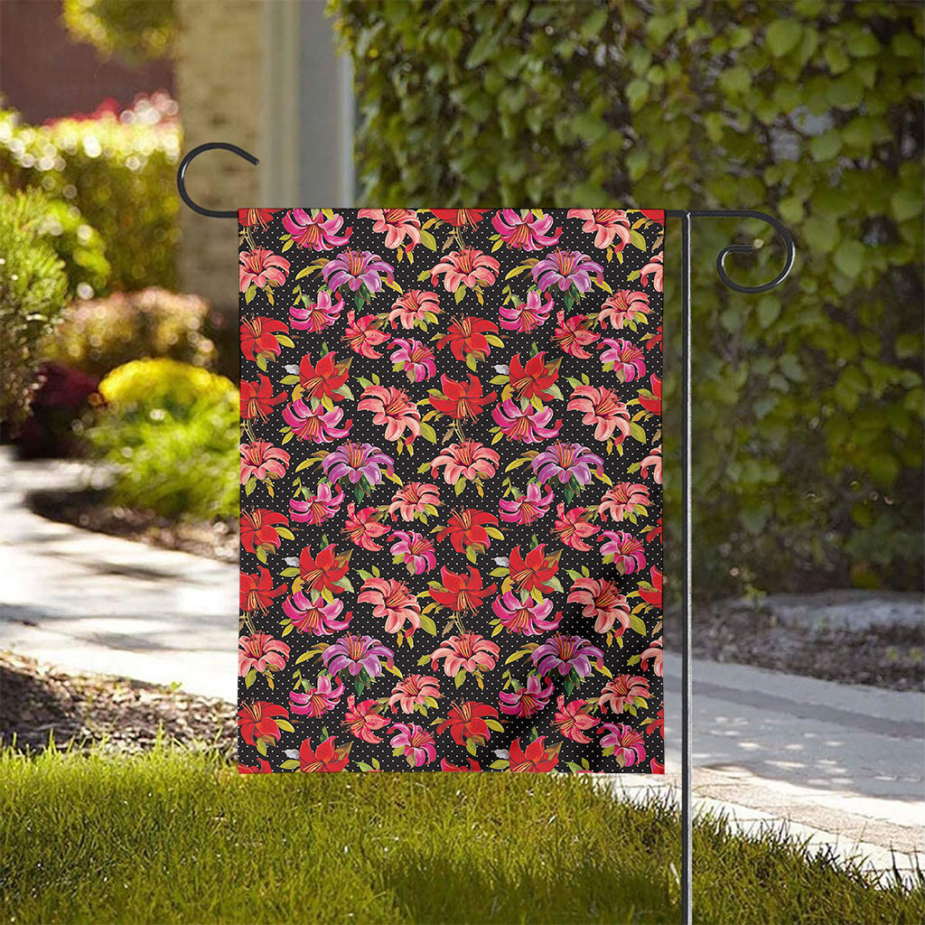 Polka Dot Lily Pattern Print House Flag
