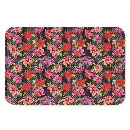 Polka Dot Lily Pattern Print Indoor Door Mat