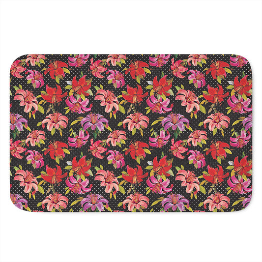 Polka Dot Lily Pattern Print Indoor Door Mat