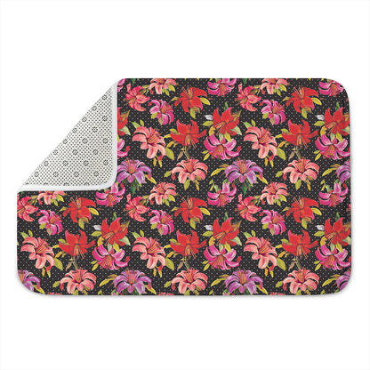 Polka Dot Lily Pattern Print Indoor Door Mat