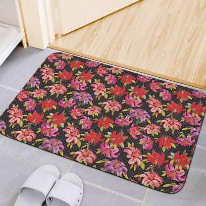 Polka Dot Lily Pattern Print Indoor Door Mat