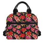 Polka Dot Lily Pattern Print Insulated Lunch Bag