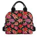Polka Dot Lily Pattern Print Insulated Lunch Bag