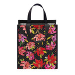 Polka Dot Lily Pattern Print Insulated Lunch Tote