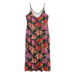 Polka Dot Lily Pattern Print Jersey Midi Cami Dress