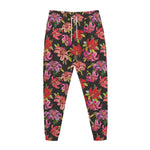 Polka Dot Lily Pattern Print Jogger Pants