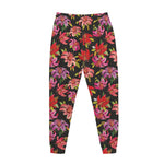 Polka Dot Lily Pattern Print Jogger Pants