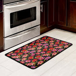 Polka Dot Lily Pattern Print Kitchen Mat