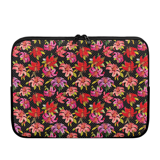 Polka Dot Lily Pattern Print Laptop Sleeve