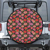 Polka Dot Lily Pattern Print Leather Spare Tire Cover