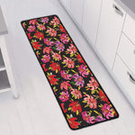 Polka Dot Lily Pattern Print Long Kitchen Mat