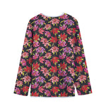 Polka Dot Lily Pattern Print Long Sleeve Short Coat