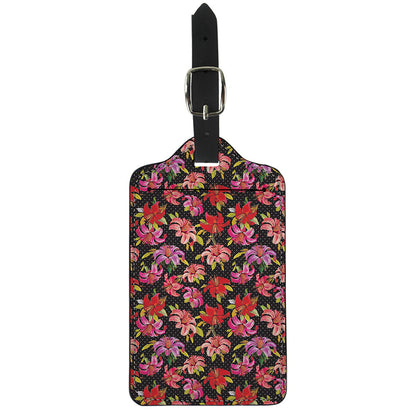 Polka Dot Lily Pattern Print Luggage Tag