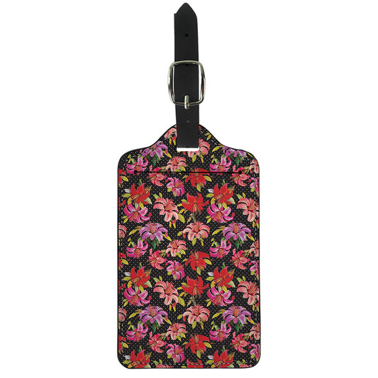 Polka Dot Lily Pattern Print Luggage Tag