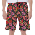 Polka Dot Lily Pattern Print Men's Beach Shorts