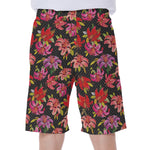Polka Dot Lily Pattern Print Men's Beach Shorts