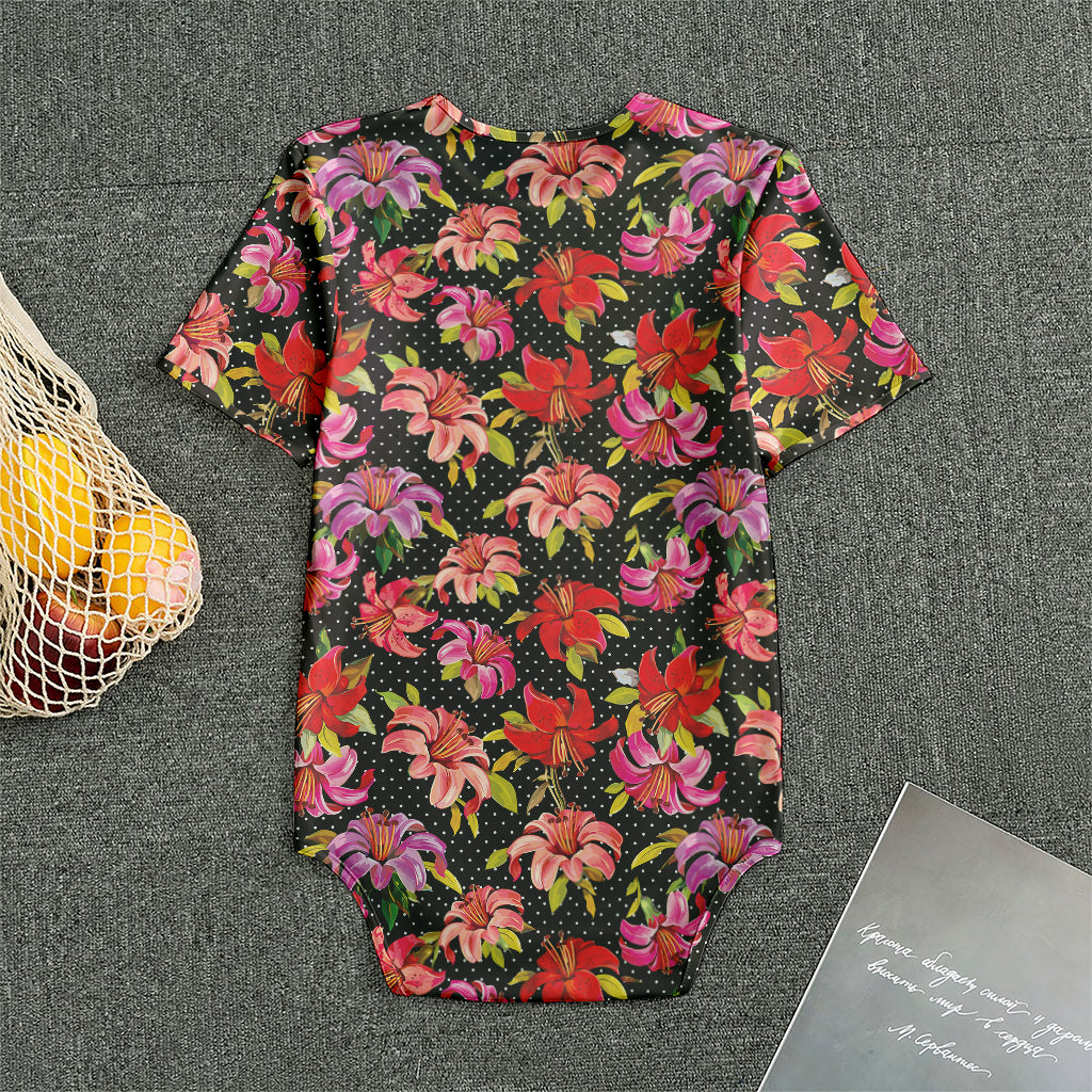Polka Dot Lily Pattern Print Men's Bodysuit