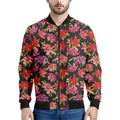 Polka Dot Lily Pattern Print Men's Bomber Jacket