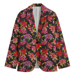 Polka Dot Lily Pattern Print Men's Cotton Blazer