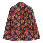 Polka Dot Lily Pattern Print Men's Cotton Blazer