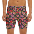 Polka Dot Lily Pattern Print Men's Long Boxer Briefs
