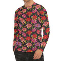 Polka Dot Lily Pattern Print Men's Long Sleeve Rash Guard