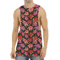 Polka Dot Lily Pattern Print Men's Muscle Tank Top