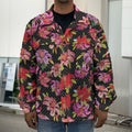 Polka Dot Lily Pattern Print Men's Shirt Jacket
