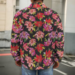 Polka Dot Lily Pattern Print Men's Shirt Jacket