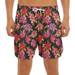 Polka Dot Lily Pattern Print Men's Split Running Shorts