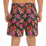 Polka Dot Lily Pattern Print Men's Split Running Shorts