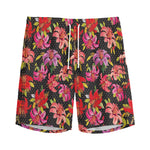Polka Dot Lily Pattern Print Men's Sports Shorts