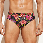 Polka Dot Lily Pattern Print Men's Swim Briefs