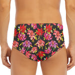 Polka Dot Lily Pattern Print Men's Triangle Swim Briefs