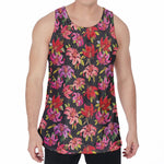 Polka Dot Lily Pattern Print Men's Velvet Tank Top
