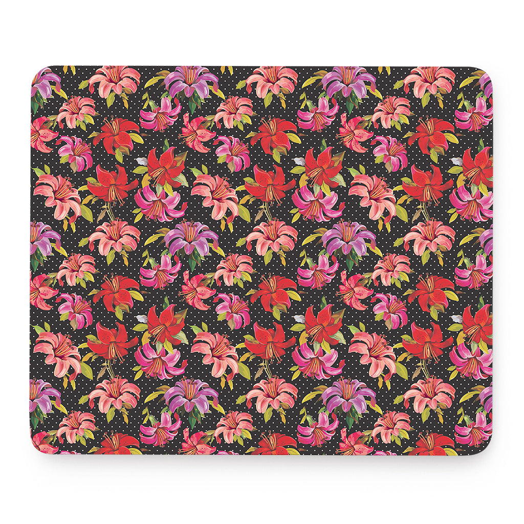 Polka Dot Lily Pattern Print Mouse Pad