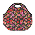 Polka Dot Lily Pattern Print Neoprene Lunch Bag