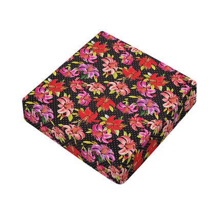 Polka Dot Lily Pattern Print Outdoor Seat Cushion Cover