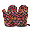 Polka Dot Lily Pattern Print Oven Mitts