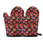 Polka Dot Lily Pattern Print Oven Mitts