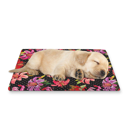 Polka Dot Lily Pattern Print Pet Cooling Mat Cover