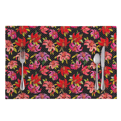 Polka Dot Lily Pattern Print Placemat