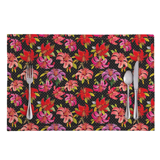 Polka Dot Lily Pattern Print Placemat