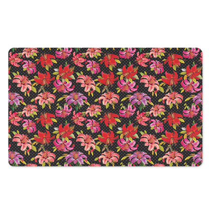 Polka Dot Lily Pattern Print Polyester Doormat