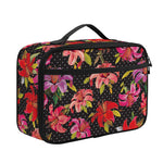 Polka Dot Lily Pattern Print Portable Lunch Bag