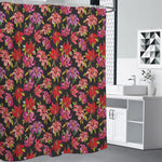 Polka Dot Lily Pattern Print Premium Shower Curtain