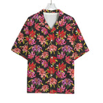 Polka Dot Lily Pattern Print Rayon Hawaiian Shirt