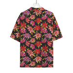 Polka Dot Lily Pattern Print Rayon Hawaiian Shirt