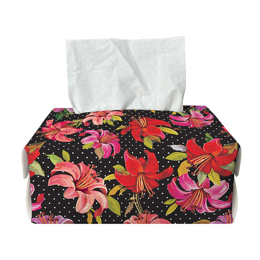 Polka Dot Lily Pattern Print Rectangle Tissue Box Cover